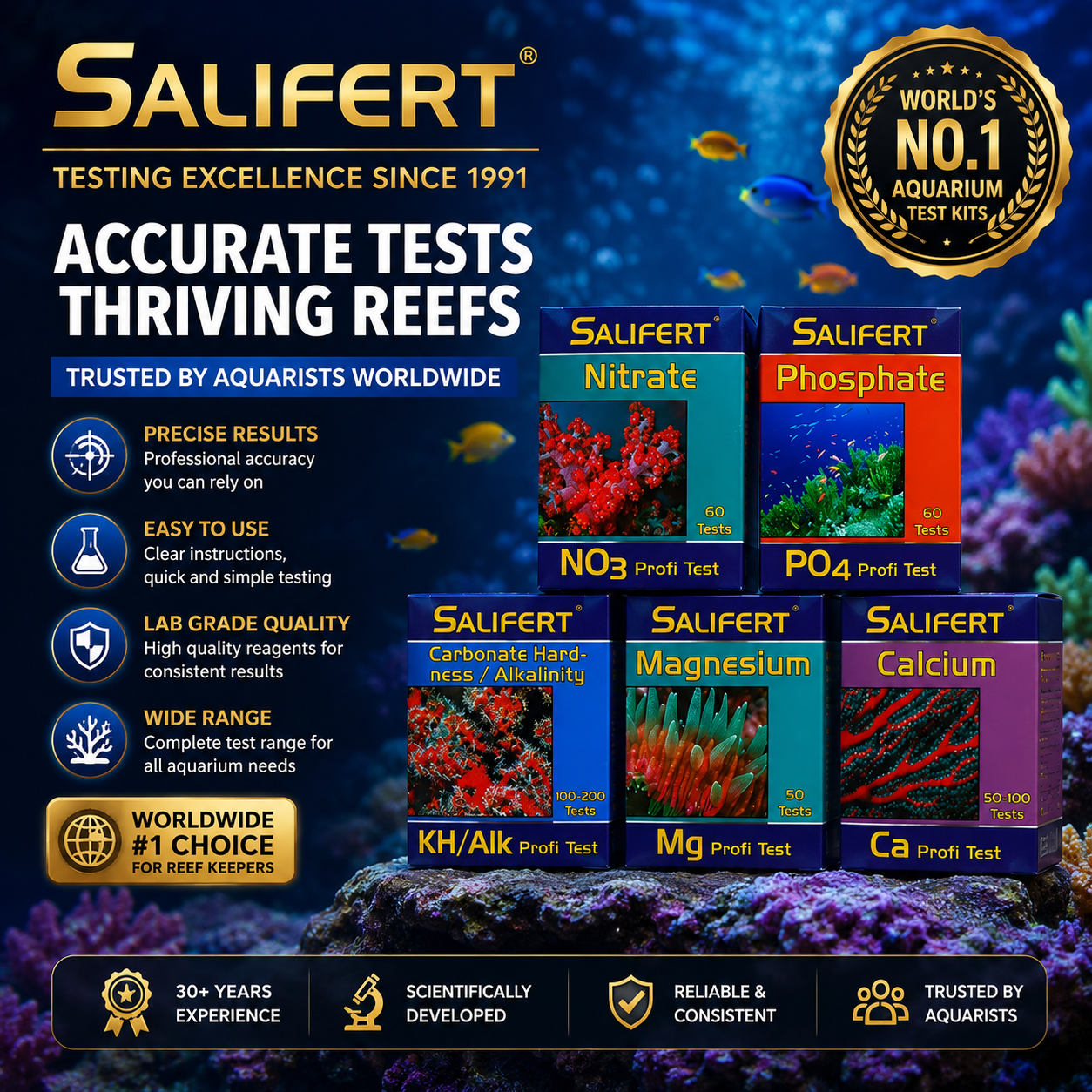 Marine Aquarium Water Test Kit - Salifert Dutch Brand Aquarium Water Test