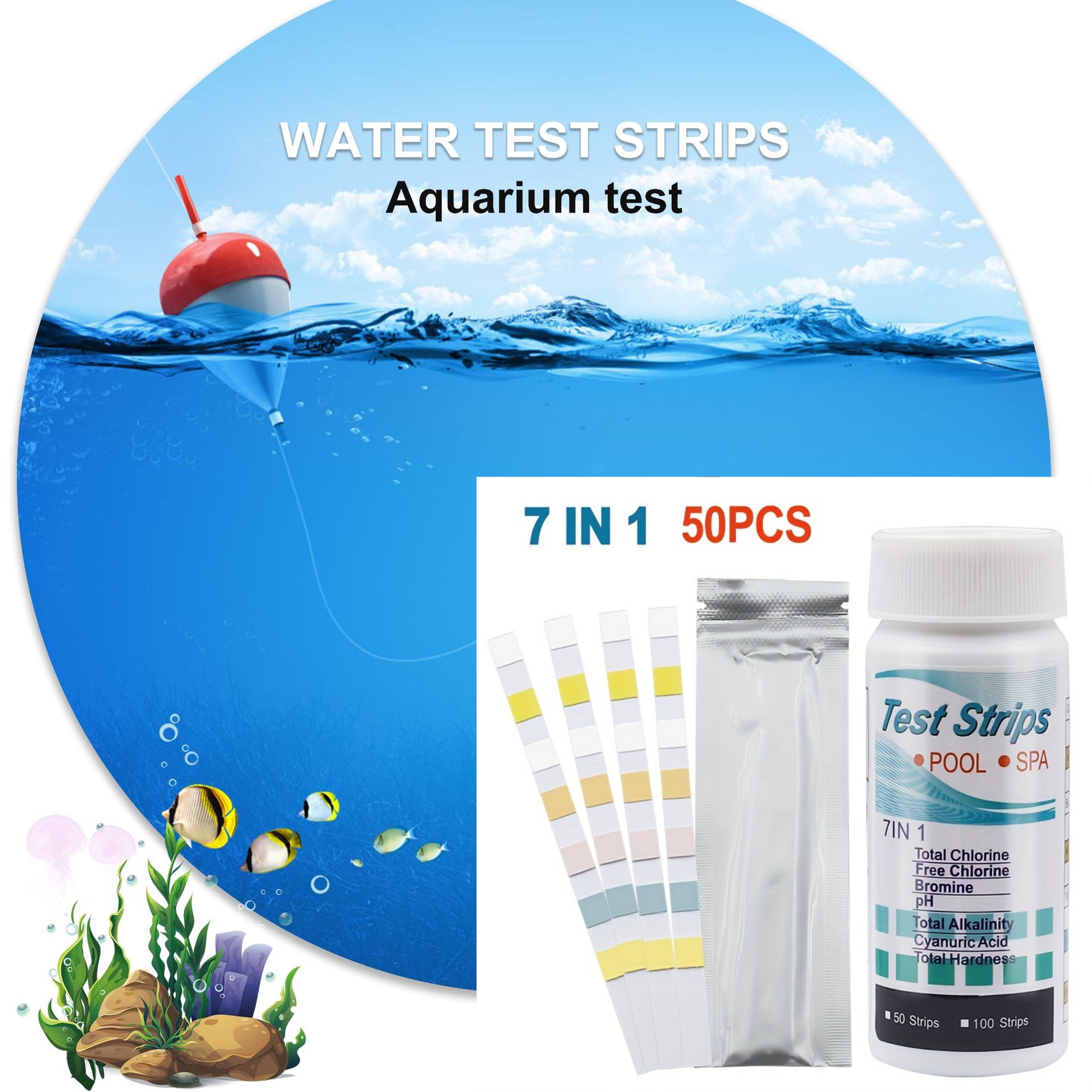 7-in-1 50/100pcs Swimming Pool - Marine Aquarium Water Testing 리뷰 및 가격